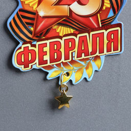 Цена за 3 шт. Магнит с подвеской 23 Февраля, 6?8 см