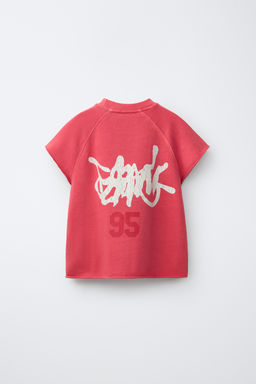 CAMISETA FELPA N?MERO Y GRAFFITI / Rojo fuerte - Zara фото 2