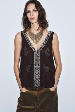 EMBROIDERED TOP ZW COLLECTION LIMITED EDITION - Zara фото 4