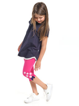 Комплект для девочки детский сад с лосинами UD 1358/4003 т.синий/малиновый - Mini maxi фото 3