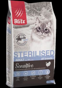BLITZ STERILISED CATS для стерил. кошек с индейкой 0,4 кг BCD05-2-00400