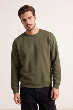 Haki Oversize/Geni_ Kesim Basic __i _ardonlu Bisiklet Yaka Sweatshirt TMNAW26SW00047 - Trendyolmilla фото 2