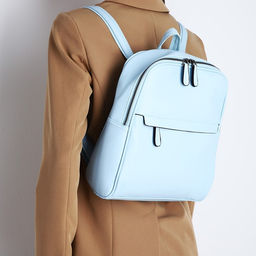 Рюкзак-сумка женский Vespera на молнии, с карманами, голубой