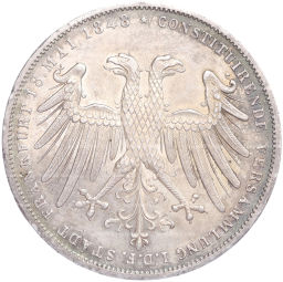 Монета 2 гульдена 1848 года Франкфурт Избрание австрийского принца Йоханна викарием