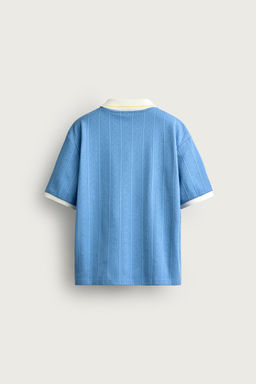 POLO RELAXED FIT  ESTRUCTURA TEXTO BORDADO / Azul claro - Zara фото 7