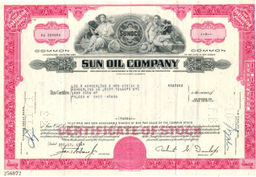 Сертификат передаточный на 3 акции SUN OIL COMPANY 1969 года США