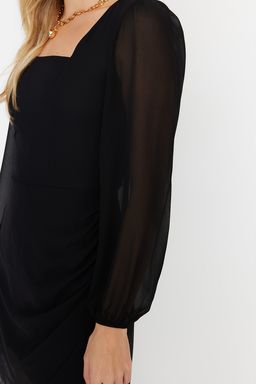 TRENDYOLMILLA Siyah A Kesim Kare Yaka Mini Astarl? Dokuma Elbise TWOAW23EL00936  фото 12
