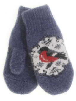 Варежки детские круговые Снегирь в круглом окошке 0705-4