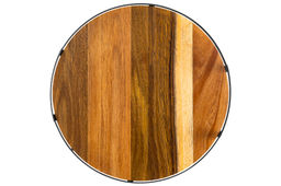 Поднос 28*28*6,5 с металлическими ручками, круглый, акация