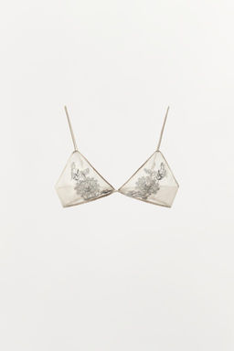 100% SILK LACE TRIANGLE BRA - Zara фото 5