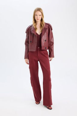 Gabardin Pantolon Straight Fit Kargo Cepli Normal Bel Duz Paca