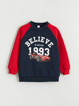 Bask?l? Erkek ?ocuk Sweatshirt