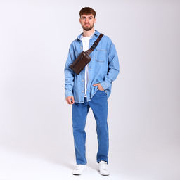 Сумка поясная на молнии, 3 наружных кармана, 26×1×14 см, коричневая