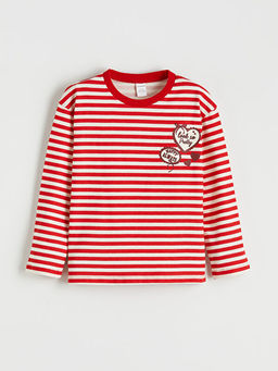 Bisiklet Yaka ?izgili K?z ?ocuk Ti??rt