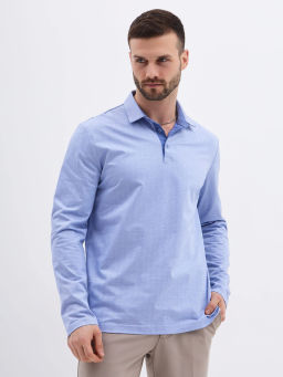 Джемпер мужской с воротником поло GREG G155-TD1246-LT0414-4 (т.голубой)  фото 5