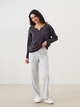 B?y?k Beden Beli Lastikli Puantiyeli Kad?n Pijama Alt?