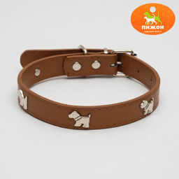 Ошейник Собачки, 46 х 2 см,ОШ 31-40, искусственная кожа, коричневый
