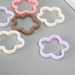 Цена за 6 шт. Бусина для творчества пластик Цветок, 4.2?4.2?0.6 см, МИКС