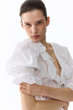 Blusa de algod?n con bordado ingl?s - H&m фото 3