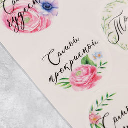 Цена за 5 шт. Наклейки для подарков и цветов Самой чудесной, 16?9.3 см