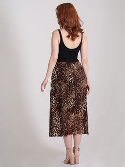 Юбка леопардовая длинная на резинке летняя - Almond фото 9