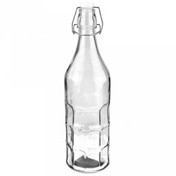 Бутылка стеклянная бугельная крышка "Домашний квас" 1л h32см, д/горла 2см, форма круглая (д/основания 8см) (Китай)