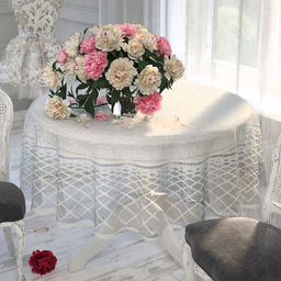 Скатерть декоративная Д228АБб 2775 бел.с яр-серым d1.55 м рис. Д228АБб
