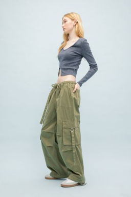 Coool Wide Leg Genis Paca Gabardin Pantolon Basic Duz Bagc?kl? Normal Bel Kargo Cepli