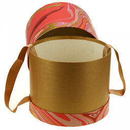 Коробка подарочная д20х18,8см "Акварель" розовые тона, с золотом, с лентой (Китай)