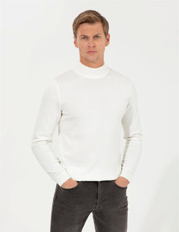 Ekru Slim Fit Yar_m Bal_k__ Yaka Basic Triko Kazak - Pierre cardin фото 3