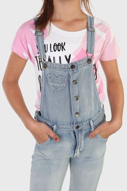 Детский комбинезон из денима регулируемые лямки, карманы-сердечки №719