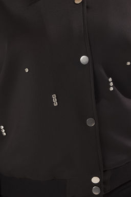 TRENDYOLMILLA Siyah Regular Tas Detayl? Bomber Ceket Mont TWOSS25MO00035 фото 8