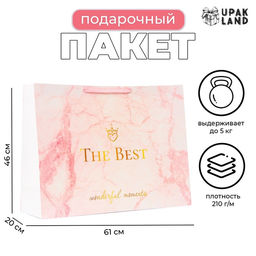 Пакет подарочный ламинированный The Best, XXL 61×46×20 см