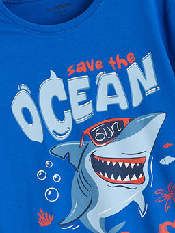 Bask?l? Erkek ?ocuk Pijama Tak?m?