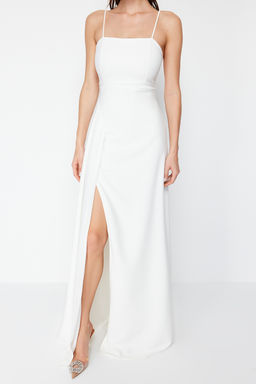 Bridal Beyaz A-Kesim Dokuma S?k Abiye Gece Mezuniyet Elbisesi TPRSS19FZ0511