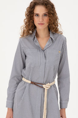 Женское темно-синее тканое платье Неожиданная скидка в корзине - U.s. polo assn фото 2