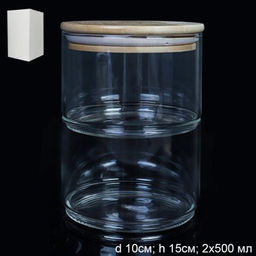 Банка для хранения 2-х ярусная бамбуковая крышка 8 см / LCSC22-8/уп 40/