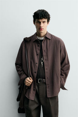 COTTON-VISCOSE CHECK SHIRT - Zara фото 2