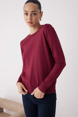 Wardrobe Essentials Bordo Merserize Gorunumlu Ince Basic Triko Kazak | TWOAW26KZ00081