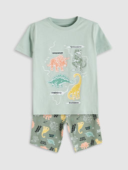 Bask?l? Erkek ?ocuk ?ortlu Pijama Tak?m?