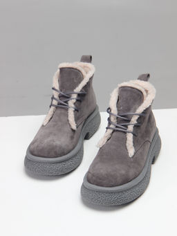 Ботинки 308.агата gr. серый замок замша/Мех