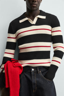 STRIPED JACQUARD KNIT POLO SHIRT - Zara фото 15