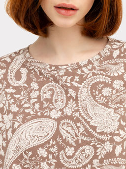 Сорочка ночная женская бежево-тауповая с узором пейсли - Mark formelle фото 6
