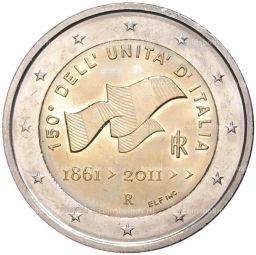 2 евро 2011 года Италия  150 лет Рисорджименто