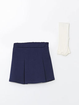 Beli Lastikli K?z ?ocuk ?ort Etek ve K?lotlu ?orap 2li Tak?m