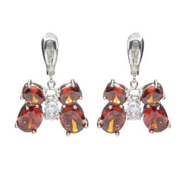 Серьги Бабочка фианит гранат и хрусталь, покрытие родий