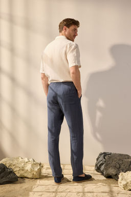 TRENDYOL MAN Premium Gri %100 Keten Straight Fit Lastikli Beli Baglamal? Pantolon TMNSS24PL00018 - Trendyolmilla фото 15