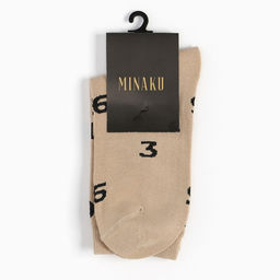 Цена за 2 шт. Носки женские MINAKU "Цифры" цвет бежевый, р-р 36-37 (23 см)