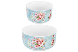 Набор 2 салатников 560 мл 13*13*6,5 см + 260 мл 10,5*10,5*6 см Яблоневый цвет на голубом без зол.к - Elan gallery фото 9