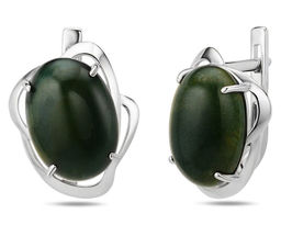 Серьги, агат моховый, СП87